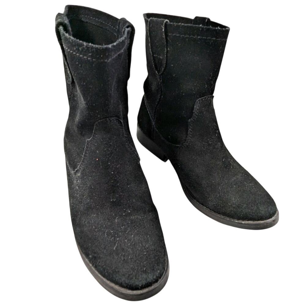 ZIGI SOHO! BLACK GENUINE SUEDE LEATHER WESTERN CUT NY COOL ANKLE BOOTS! SZ 8M